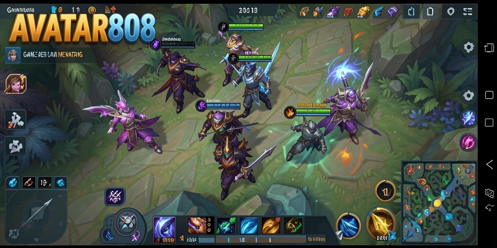 Tangkapan layar aksi pertarungan dalam game MOBA.