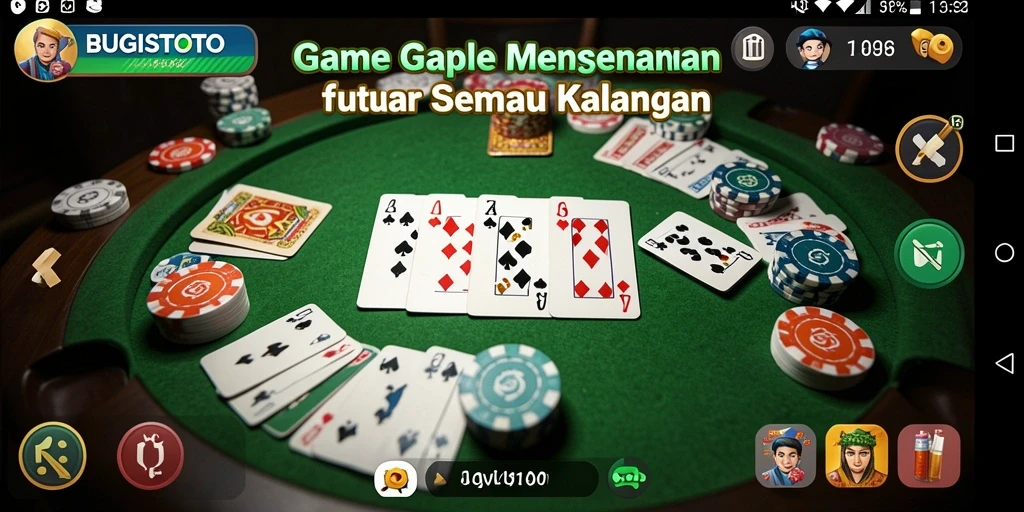 Tampilan seru dari gameplay Gaple di aplikasi BUGISTOTO.