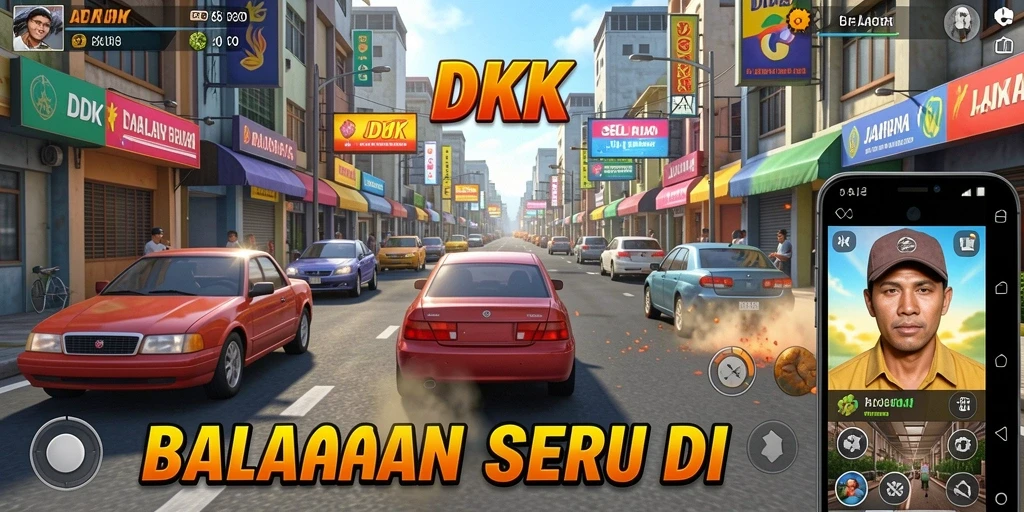Gameplay DKK menampilkan balapan yang seru dengan grafik berkualitas tinggi.
