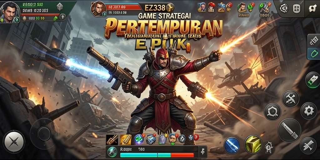 Tampilan gameplay seru di EZ338 dengan strategi pertempuran yang mendebarkan.