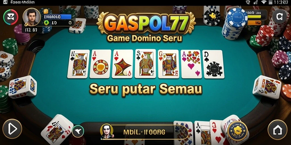 Screenshot GASPOL77 menampilkan gameplay Domino yang seru dan interaktif.
