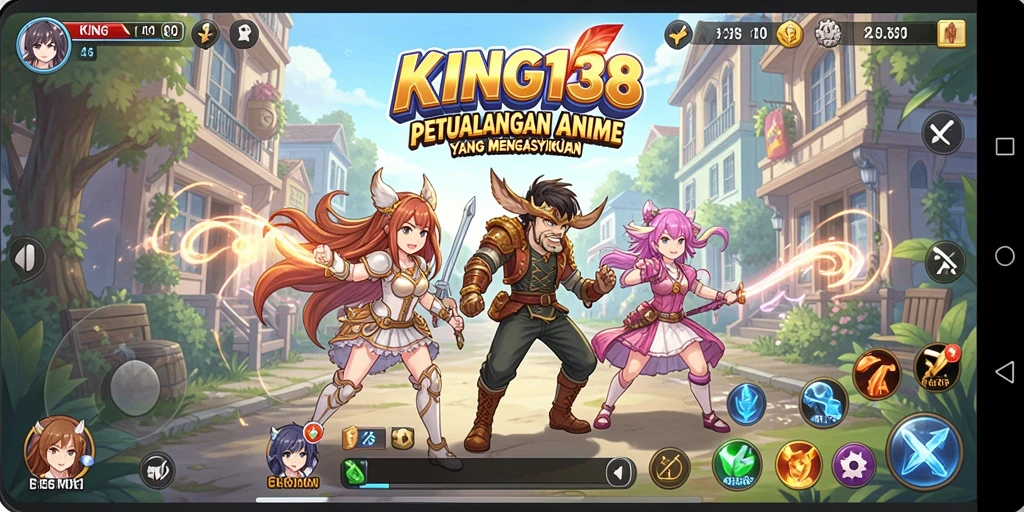 Tampilan gameplay seru dari KING138 dengan karakter Anime ikonik.