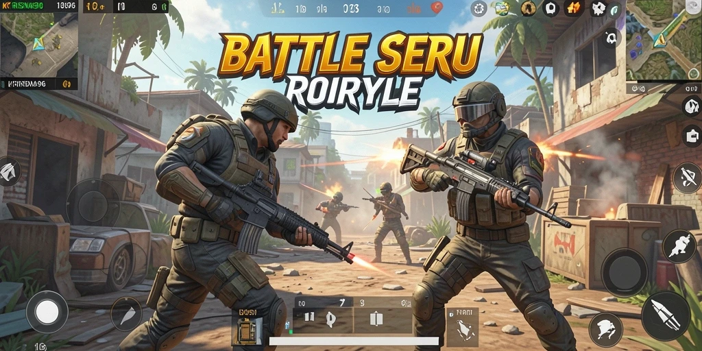 Screenshot menunjukkan aksi seru dalam permainan Battle Royale.