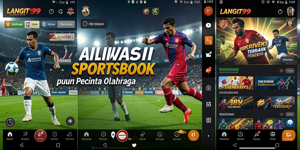 Tangkapan layar LANGIT99 menampilkan antarmuka aplikasi Sportsbook yang menarik.