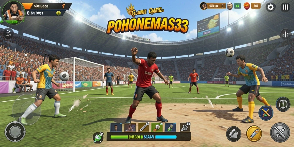 Screenshot POHONEMAS33 menampilkan momen seru pertandingan olahraga.
