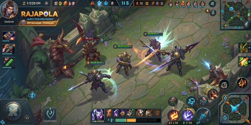 Tampilan menarik dari gameplay seru di arena MOBA RAJAPOLA.