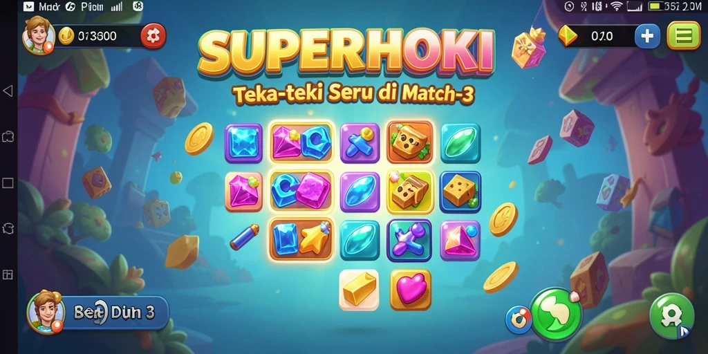Gameplay seru dan menantang dari SUPERHOKI dalam sesi permainan Match-3.